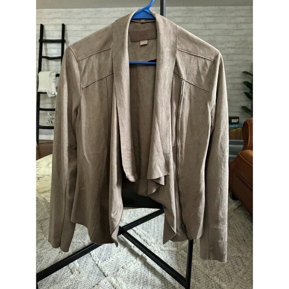 BlankNYC Brown Faux Suede Drape Front Jacket Womens Size Medium - Picture 2 of 6